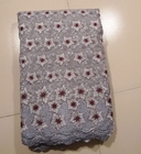 Abu-abu Organza Lace Fabric Dengan Bunga Pola