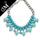 Biru elegan &amp;amp; unik desain fashion manik-manik kalung buatan tangan untuk wanita (JNL0136)