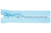 4 # Plastik Berlian Open-end Zipper Untuk Garments Dengan berlian imitasi Gigi