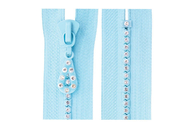 4 # Plastik Berlian Open-end Zipper Untuk Garments Dengan berlian imitasi Gigi