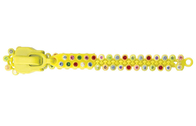 Fancy 5 # Open End Rhine Batu Berlian Zipper Dengan panjang Rantai Kuning OEM