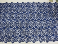 Royal Blue Cord Floral Bordir Lace Fabric Pekerjaan Tangan Untuk Gaun Wanita