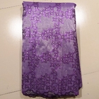 Swiss Metallic Net Bridal bordir Lace Fabric, Ungu