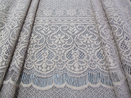 Abu-abu Bulu Mata Rajutan Cotton Nylon Melar Lace Fabric Tebal Bunga Untuk Lady Dress