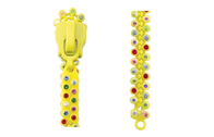 Fancy 5 # Open End berlian imitasi berlian Zipper Dengan panjang Tape Kuning OEM