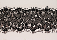 Lady OEM Hitam Gelombang Crochet Cotton Eyelash Lace Potong untuk Fabric