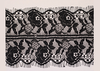 Lebar Bordir OEM Crochet Hitam Cotton Gelombang Eyelash Lace Potong Wanita