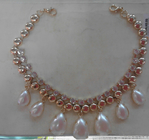 Natural Pearl handmade kalung dengan bentuk khusus Sliced ​​Gemstone