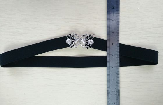 OEM / ODM Kupu-kupu elastis Pinggang Rantai Kain Sabuk Untuk Wanita Hitam