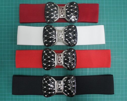 warna 5cm kustom anyaman elastis sabuk kain untuk wanita / wanita belt, plating gesper