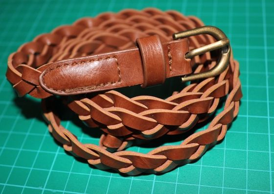 Eco teman Brown PU sabuk mengepang bagi perempuan 1,5 cm Dengan Buckle emas perak