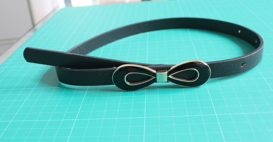 sabuk kain untuk wanita pu belt dengan busur hitam dan gesper emas, 2 cm