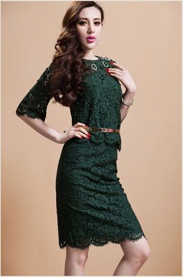 Leher Logam Belt Berlian dua gaun sepotong prom Beaded Lace Skirt, Red / black
