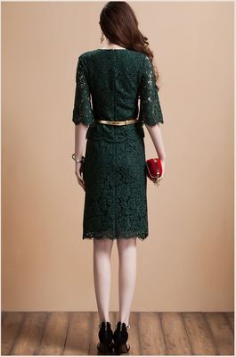 Leher Logam Belt Berlian dua gaun sepotong prom Beaded Lace Skirt, Red / black