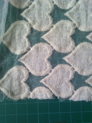 Larut Air bordir organza Lace lebar kain 125cm dengan pola hati
