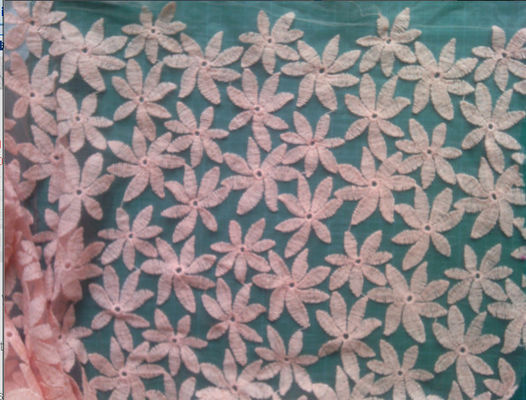 Katun bordir air jala kain renda larut, pola bunga untuk gaun formal