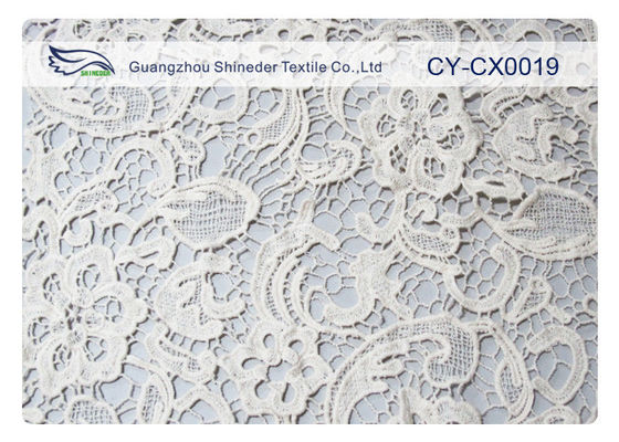 Kain Renda Bordir Bunga Putih Kapas / Nylon / Metallic CY-CX0019