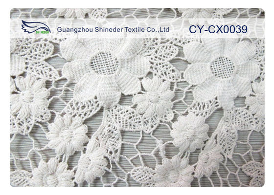 100% Nylon Jacquard Lace Fabric dengan Warna Putih / Hijau / Biru CY-CX0039