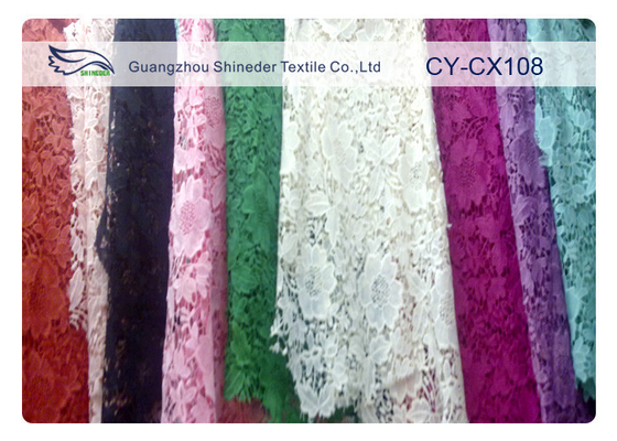 Mode Pakaian Bordir Nylon Cotton Lace Fabric / Kain Rajutan Renda