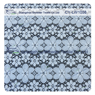 Nylon Spandex Elastis Blue Floral Lace Fabric Potong Untuk Lady Garment