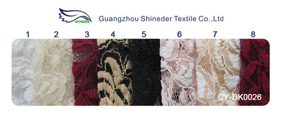 Cotton Spandex Polyester Melar Lace Fabric Dengan Mesh Rajutan Bunga Lace