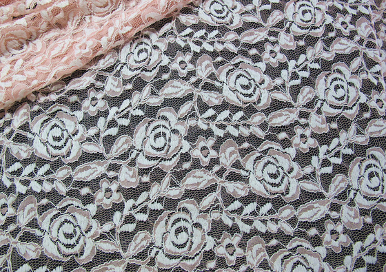 Cotton Spandex Polyester Melar Lace Fabric Dengan Mesh Rajutan Bunga Lace