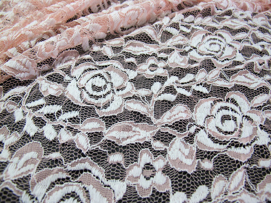 Cotton Spandex Polyester Melar Lace Fabric Dengan Mesh Rajutan Bunga Lace