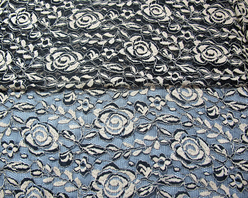 Cotton Spandex Polyester Melar Lace Fabric Dengan Mesh Rajutan Bunga Lace