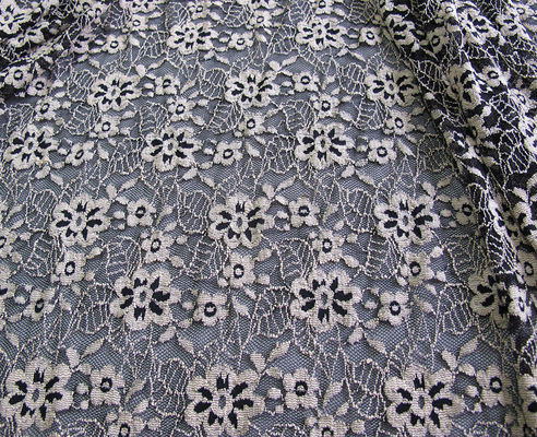 Floral Brushed Elastis Lace Fabric Gading Merenggang AZO Gratis Mewarnai CY-LW0652