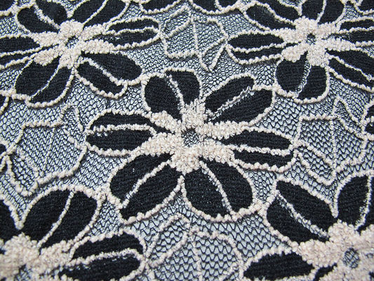 Hitam / Putih Rajutan Kain Renda Elastis Untuk Lady Garment Sunflower Pola CY-DK0008