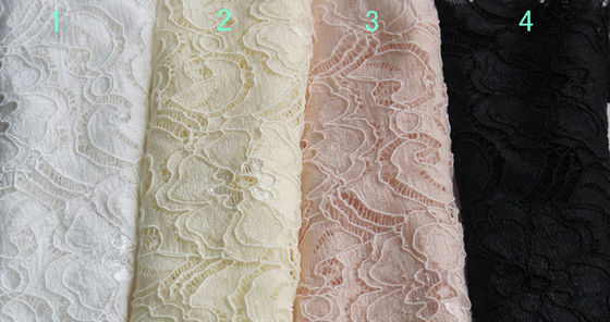 Kain Renda Elastis Putih 80% Nylon 20% Spandex Indah Elegan CY-LW0783