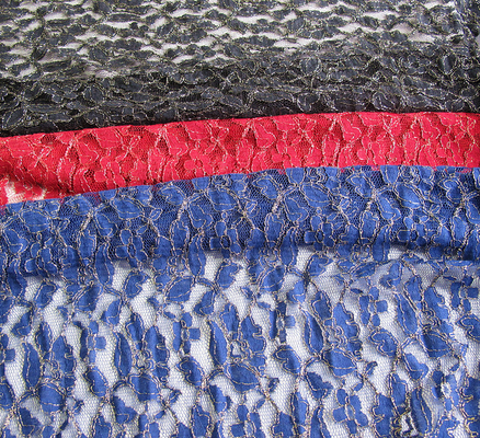 Kain Katun Biru Royal Nylon Gold Metallic Crochet Lace By The Yard