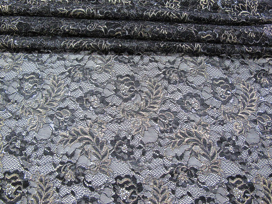 Kain Renda Metalik Antik Biru, Nylon Tulle Floral Lace Fabric SYD-0002