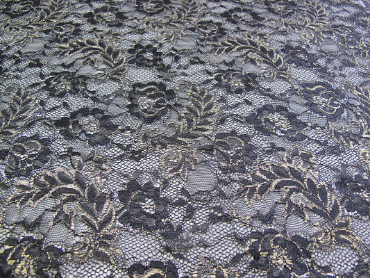 Kain Renda Metalik Antik Biru, Nylon Tulle Floral Lace Fabric SYD-0002