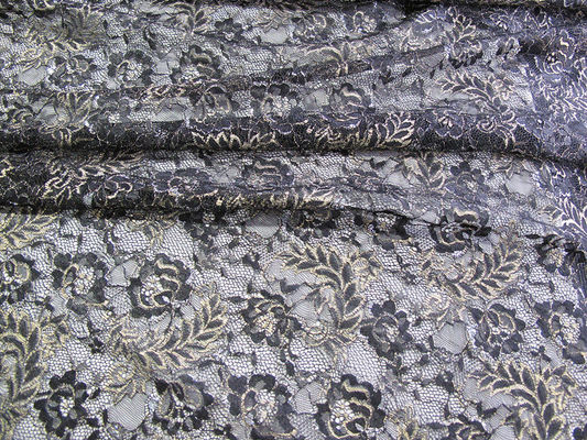 Kain Renda Metalik Antik Biru, Nylon Tulle Floral Lace Fabric SYD-0002