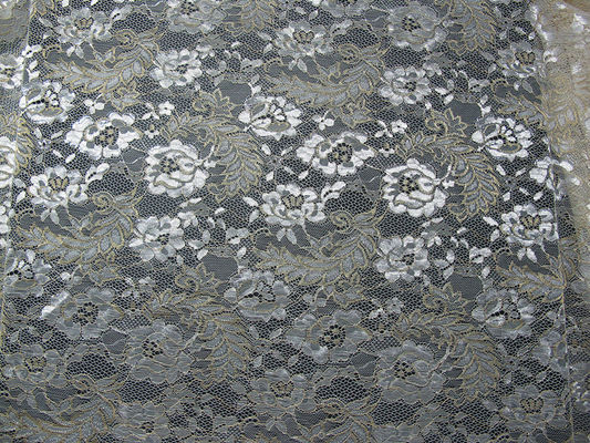 Kain Renda Metalik Antik Biru, Nylon Tulle Floral Lace Fabric SYD-0002