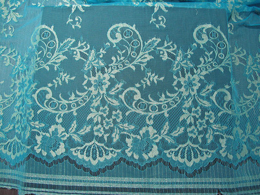 Kain Renda Metalik Antik Biru, Nylon Tulle Floral Lace Fabric SYD-0002