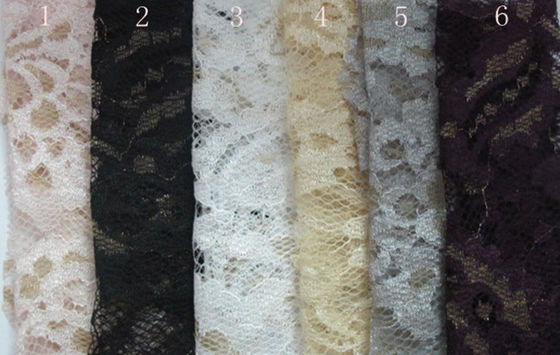 Mode Metallic Purple Stretch Lace Fabric Larut dalam air OEM / ODM CY-LW0219
