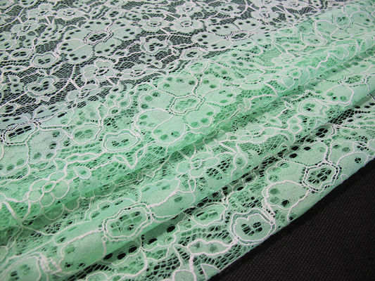 Kain Katun Kustom Nylon Nylon Bordir Renda Pola Bunga Hijau