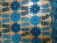 51 &amp;quot;/ 52&amp;quot; Blue Bordir Lace Fabric Peregangan Untuk Ladies Dress