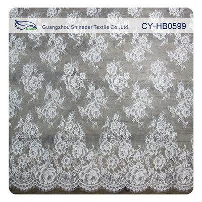 Kustom elastis Bridal Eyelash Lace Trim, White Bridal Lace Fabric
