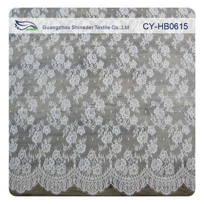 Bunga Putih Jahit Eyelash Lace Potong Untuk Bridal Wedding Gown
