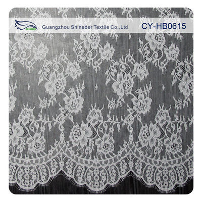 Bunga Putih Jahit Eyelash Lace Potong Untuk Bridal Wedding Gown