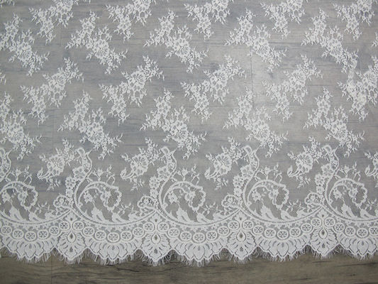 Lembut Nylon Cotton Eyelash Lace Trim, Wedding Dress White Lace Fabric