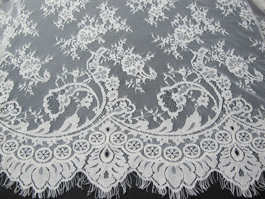 Lembut Nylon Cotton Eyelash Lace Trim, Wedding Dress White Lace Fabric