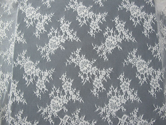 Lembut Nylon Cotton Eyelash Lace Trim, Wedding Dress White Lace Fabric