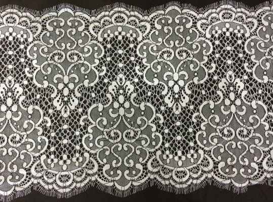 Nylon Scalloped Black Eyelash Lace Trimming Untuk Garment Decorative