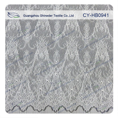 Kain Renda Bulu Mata Dekoratif Antik Dengan Scallop, Floral Lace Trim