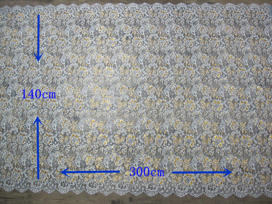 Golden Metallic Nylon Eyelash Lace Trimming Untuk Dresses Mode 140CM Lebar