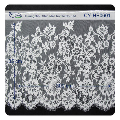 Nylon Eyelet Lace Trim, Floral Scallop Bridal Lace Untuk Evening Dress